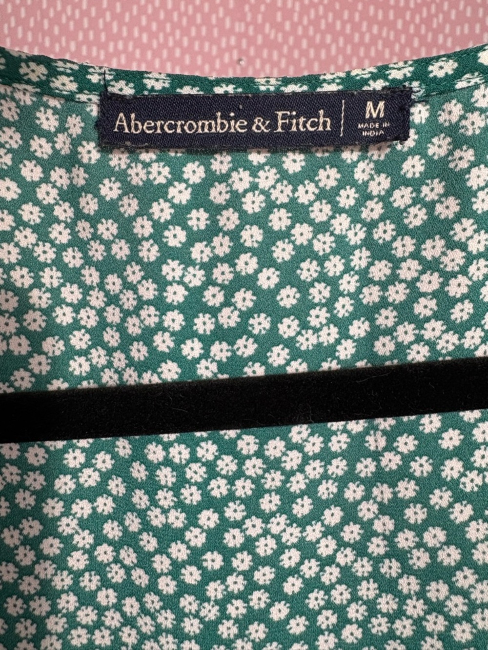 Abercrombie & Fitch Green Mini Wrap Dress White Dots Womens M vintage style - Picture 3 of 3